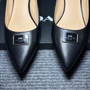 Coach Jillian Slingback Pumps Black Leather Pointed Toe Kitten Heel CC704 7.5B